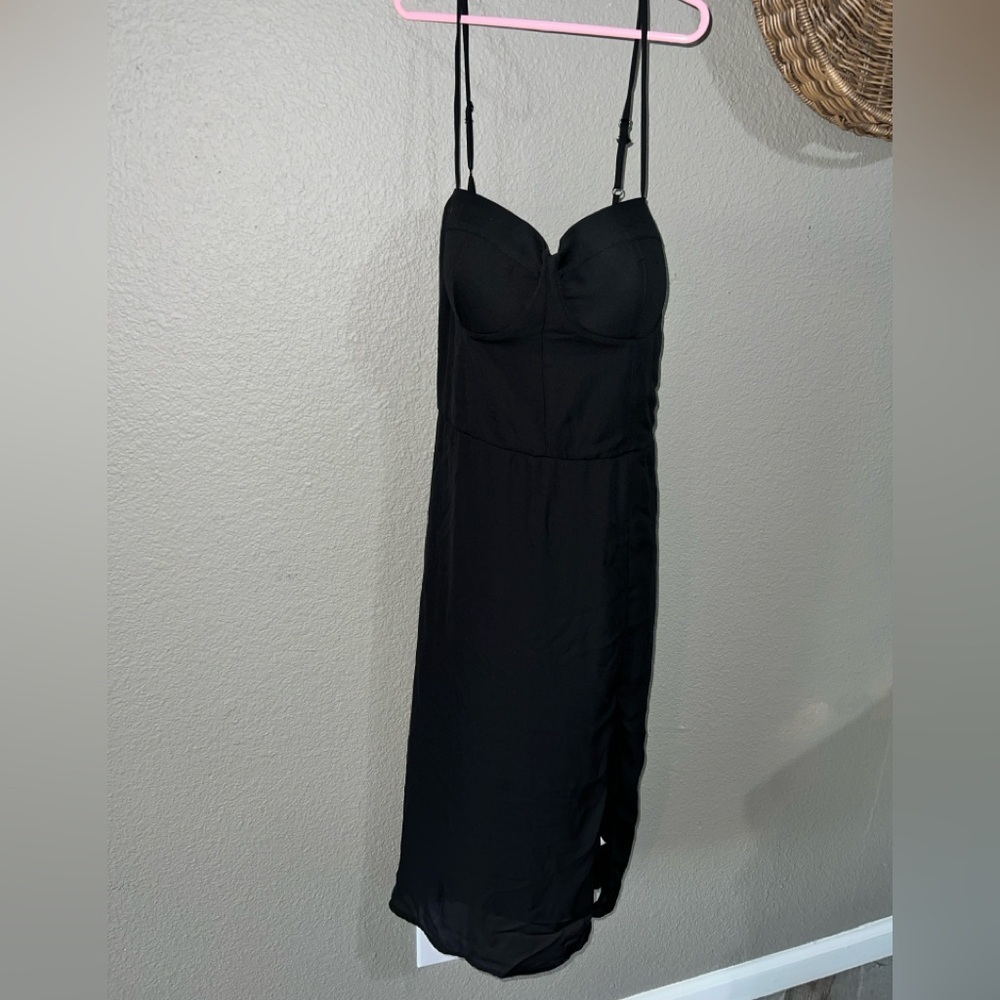 Socialite Black Women's Dress with Front Slit Size Large - Picture 4 of 7